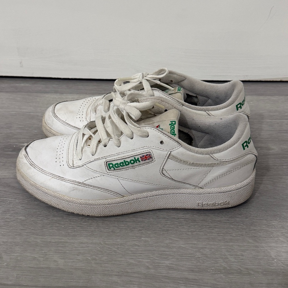 Reebok White with Green C85 Sneakers - Picture 4 of 7
